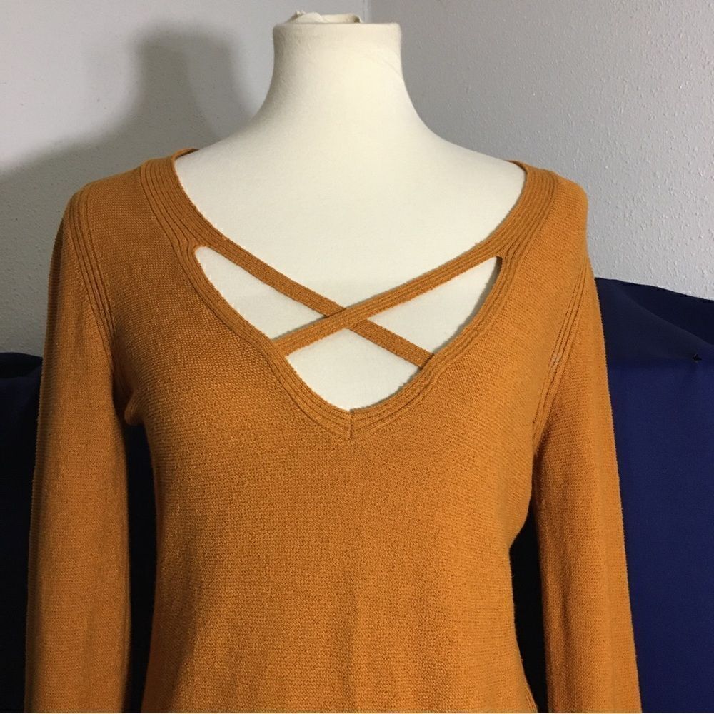 Free People Criss Crosd V Neck Tunic Bell Sleeves Top Size Small - Picture 3 of 12